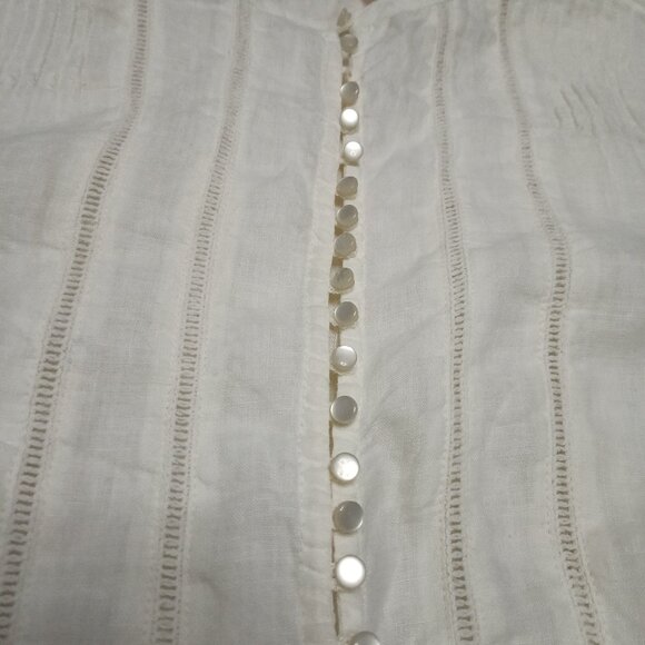 Free People Women's 100% Linen White Long Lantern Sleeve Blouses Top Size XS - Picture 7 of 9